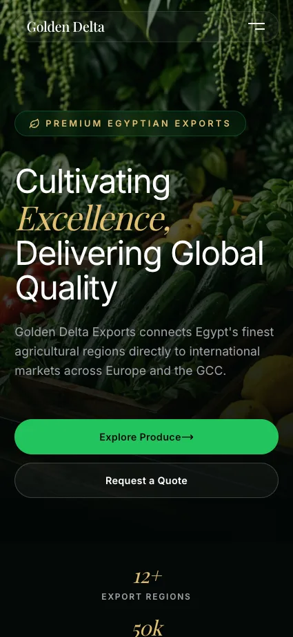 Golden Delta on a phone: Mobile, first screen